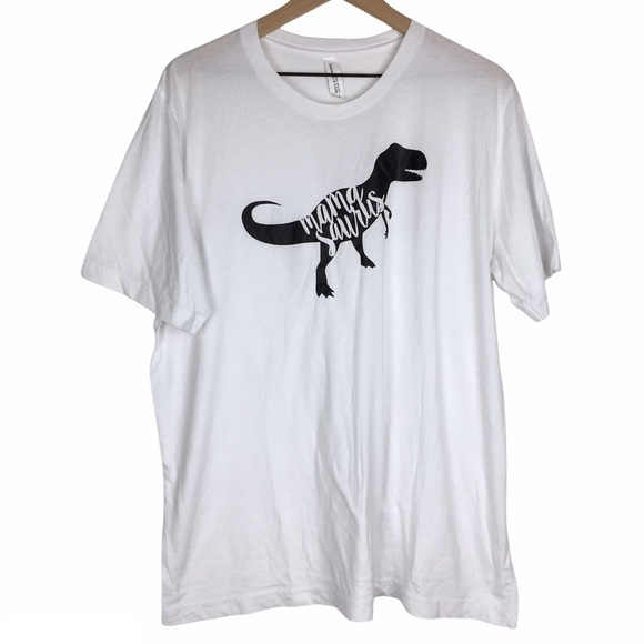 BELLA CANVAS Mamasaurus T Rex Dinosaur Graphic T Shirt White Black Size XL - Picture 1 of 9